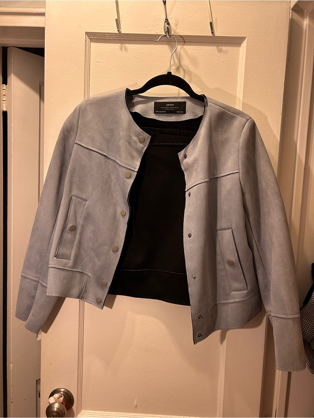 Zara Light Blue Grey Button Jacket